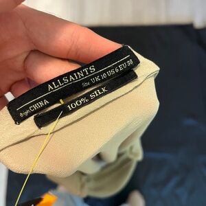 AllSaints Cream Silk Top